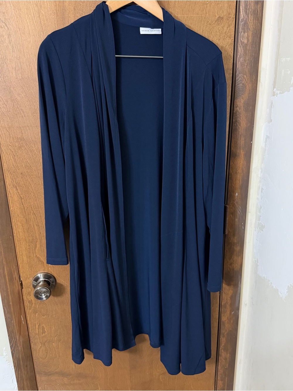 Susan Graver 2XP Navy Open-Front Long Cardigan